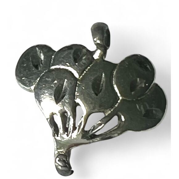 Artisan Jewelry - Pendant Necklace Silver Tone Balloon Bouquet Artisan Carved